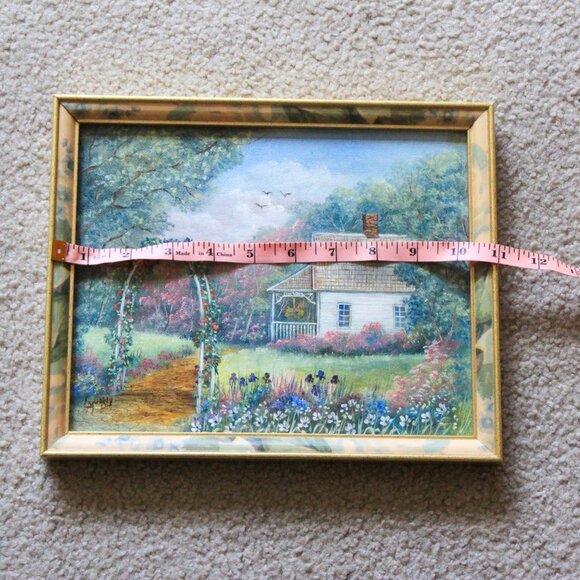 Murray Artist Signed House With A Garden Floral Oil On Canvas Painting - Picture 7 of 10